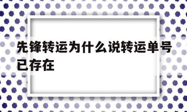 先锋转运为什么说转运单号已存在