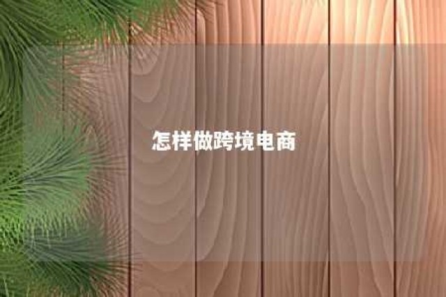 怎样做跨境电商 怎样做跨境电商赚钱