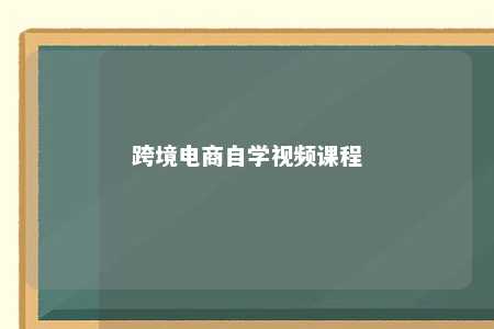 跨境电商自学视频课程